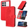 For Xiaomi Redmi K70 Datura Flower Embossed Flip Leather Phone Case(Red)