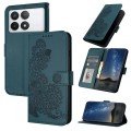 For Xiaomi Redmi K70 Datura Flower Embossed Flip Leather Phone Case(Dark Green)