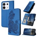 For Xiaomi Redmi Note 13 Pro 4G Datura Flower Embossed Flip Leather Phone Case(Blue)