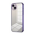 For iPhone 15 Plus Transparent Plating Fine Hole Phone Case(Purple)