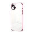 For iPhone 15 Plus Transparent Plating Fine Hole Phone Case(Pink)