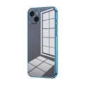 For iPhone 15 Plus Transparent Plating Fine Hole Phone Case(Blue)