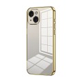 For iPhone 15 Transparent Plating Fine Hole Phone Case(Gold)