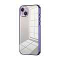 For iPhone 14 Plus Transparent Plating Fine Hole Phone Case(Purple)