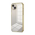 For iPhone 14 Plus Transparent Plating Fine Hole Phone Case(Gold)
