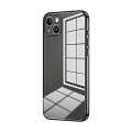 For iPhone 14 Plus Transparent Plating Fine Hole Phone Case(Black)