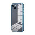 For iPhone 14 Transparent Plating Fine Hole Phone Case(Blue)