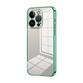 For iPhone 14 Pro Transparent Plating Fine Hole Phone Case(Green)