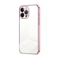 For iPhone 13 Pro Max Transparent Plating Fine Hole Phone Case(Pink)