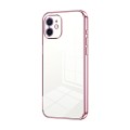 For iPhone 12 Transparent Plating Fine Hole Phone Case(Pink)