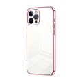 For iPhone 12 Pro Transparent Plating Fine Hole Phone Case(Pink)