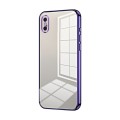 For iPhone X / XS Transparent Plating Fine Hole Phone Case(Purple)