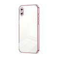 For iPhone X / XS Transparent Plating Fine Hole Phone Case(Pink)