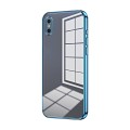 For iPhone X / XS Transparent Plating Fine Hole Phone Case(Blue)