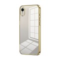 For iPhone XR Transparent Plating Fine Hole Phone Case(Gold)