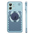 For iPhone 12 Spring Buckle MagSafe Magnetic Metal Aromatherapy Phone Case(Blue)