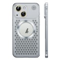 For iPhone 13 Spring Buckle MagSafe Magnetic Metal Aromatherapy Phone Case(Silver)