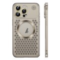 For iPhone 13 Pro Spring Buckle MagSafe Magnetic Metal Aromatherapy Phone Case(Grey)