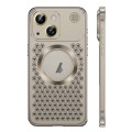 For iPhone 14 Spring Buckle MagSafe Magnetic Metal Aromatherapy Phone Case(Grey)