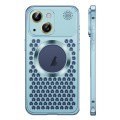 For iPhone 14 Spring Buckle MagSafe Magnetic Metal Aromatherapy Phone Case(Blue)