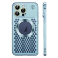 For iPhone 14 Pro Spring Buckle MagSafe Magnetic Metal Aromatherapy Phone Case(Blue)