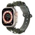 For Apple Watch Ultra 2 49mm Paracord Genuine Leather Watch Band(Army Green)
