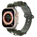 For Apple Watch Ultra 49mm Paracord Genuine Leather Watch Band(Army Green)