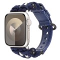 For Apple Watch Series 7 41mm Paracord Genuine Leather Watch Band(Royal Blue)