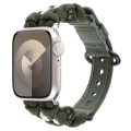 For Apple Watch SE 44mm Paracord Genuine Leather Watch Band(Army Green)
