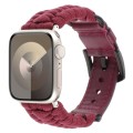 For Apple Watch SE 2023 44mm Plain Paracord Genuine Leather Watch Band(Wine Red)