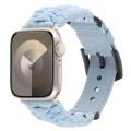 For Apple Watch Series 9 41mm Plain Paracord Genuine Leather Watch Band(Baby Blue)