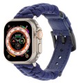 For Apple Watch Ultra 49mm Plain Paracord Genuine Leather Watch Band(Royal Blue)