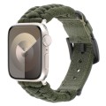 For Apple Watch Series 8 45mm Plain Paracord Genuine Leather Watch Band(Army Green)