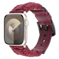 For Apple Watch SE 2022 44mm Plain Paracord Genuine Leather Watch Band(Wine Red)