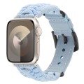For Apple Watch Series 7 45mm Plain Paracord Genuine Leather Watch Band(Baby Blue)