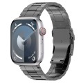 For Apple Watch SE 2023 44mm Safety Buckle Trapezoid Titanium Steel Watch Band(Grey)