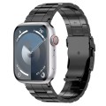 For Apple Watch Series 8 41mm Safety Buckle Trapezoid Titanium Steel Watch Band(Black)