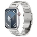 For Apple Watch Series 8 45mm Safety Buckle Trapezoid Titanium Steel Watch Band(Silver)