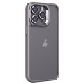 For iPhone 15 Pro Max Invisible Lens Holder PC + TPU Frosted Phone Case(Gray)