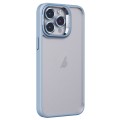 For iPhone 15 Pro Max Invisible Lens Holder PC + TPU Frosted Phone Case(Blue)