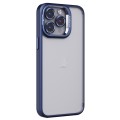 For iPhone 15 Pro Max Invisible Lens Holder PC + TPU Frosted Phone Case(Dark Blue)
