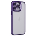 For iPhone 15 Pro Max Invisible Lens Holder PC + TPU Frosted Phone Case(Purple)