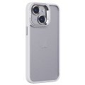 For iPhone 15 Invisible Lens Holder PC + TPU Frosted Phone Case(White)
