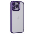 For iPhone 14 Pro Invisible Lens Holder PC + TPU Frosted Phone Case(Purple)