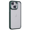 For iPhone 14 Plus Invisible Lens Holder PC + TPU Frosted Phone Case(Green)