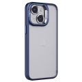 For iPhone 13 Invisible Lens Holder PC + TPU Frosted Phone Case(Dark Blue)