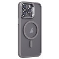 For iPhone 15 Pro Max Invisible Lens Holder PC + TPU Frosted MagSafe Phone Case(Gray)