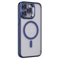 For iPhone 15 Pro Max Invisible Lens Holder PC + TPU Frosted MagSafe Phone Case(Dark Blue)
