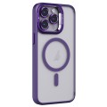 For iPhone 15 Pro Max Invisible Lens Holder PC + TPU Frosted MagSafe Phone Case(Purple)
