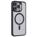 For iPhone 15 Pro Invisible Lens Holder PC + TPU Frosted MagSafe Phone Case(Black)